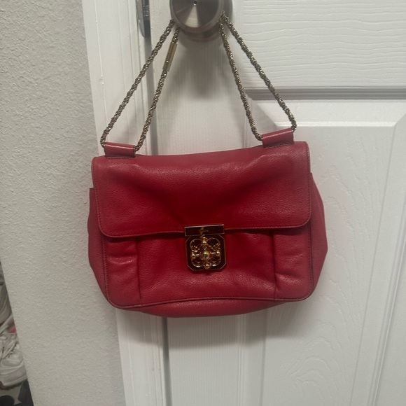 Chloe Red Leather Shoulder Bag - Picture 1 of 11
